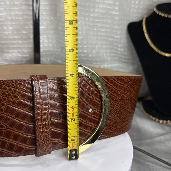(H) EXPRESS Oversized vintage brown snake print genuine leather belt,made in USA - Picture 8 of 13